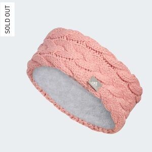 Adidas Pink Cable Knit Fleece Lined Headband